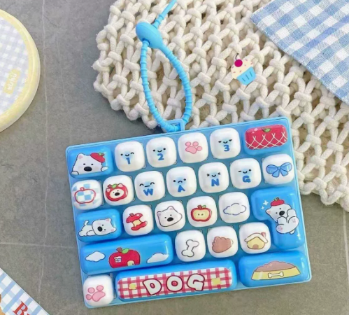 Mini Keyboard Fidget Toy Keychain Bag Charm