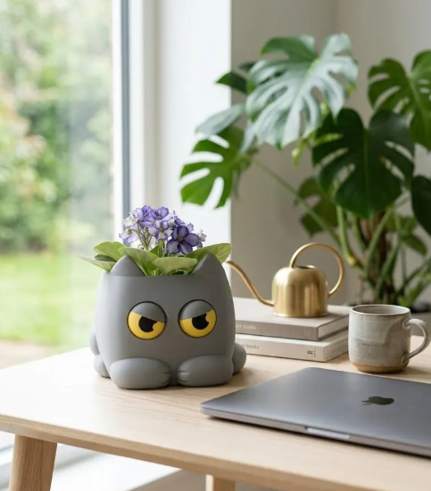 3D Printed Cat Water Reminder Planter