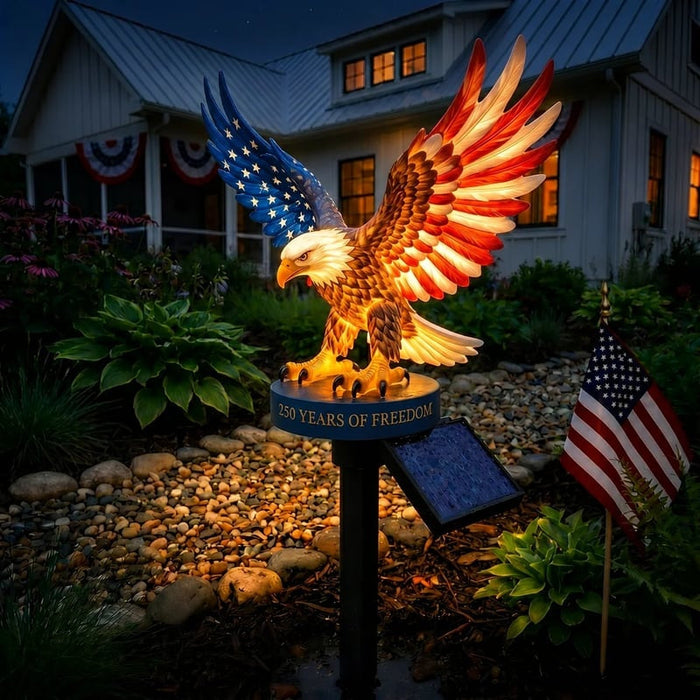 Patriotic Bald Eagle Solar Outdoor Stake Light